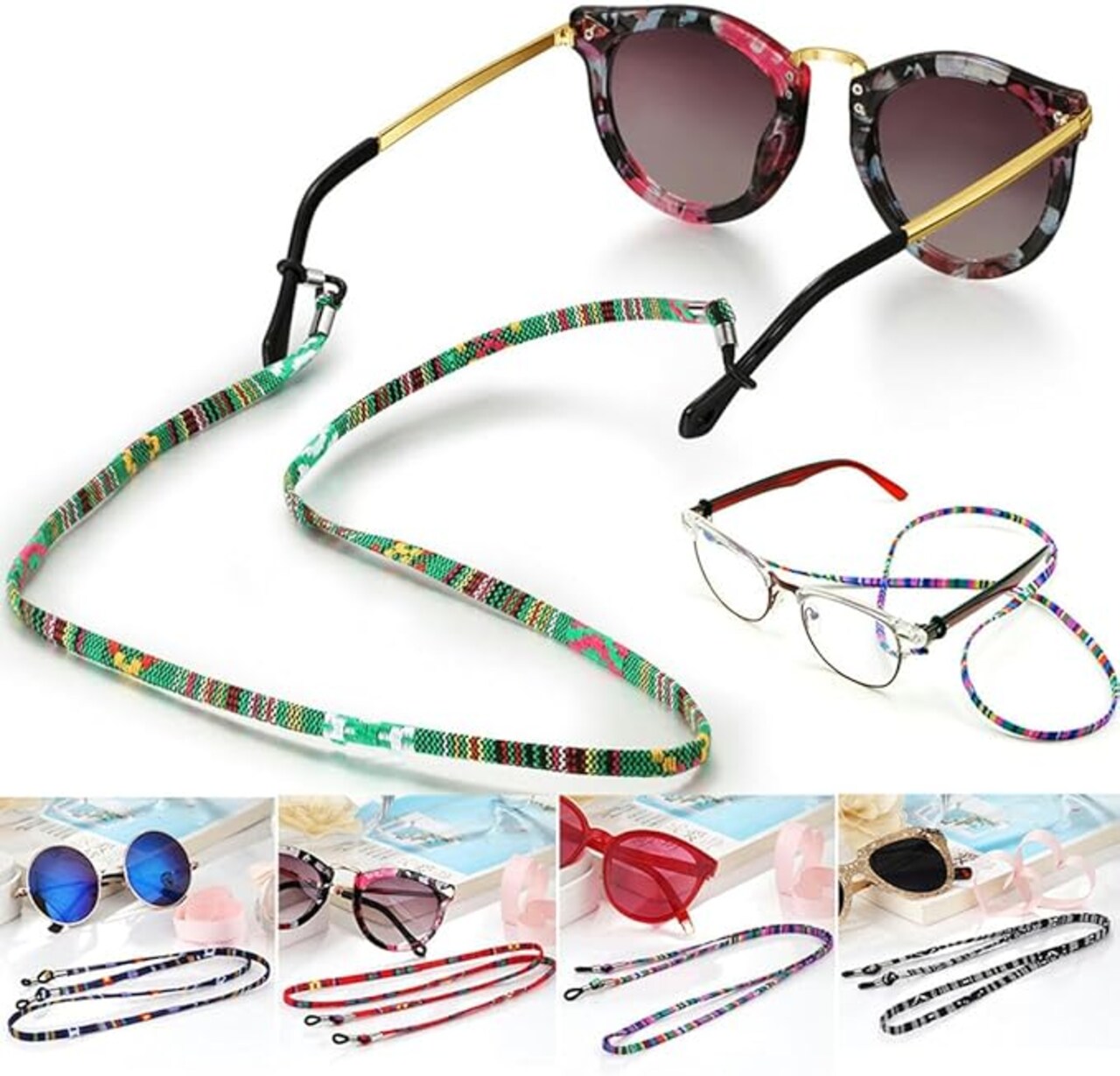 10pcs Multicolored Eyeglass Strap – Eyewear Retainer Lanyard for Glasses & Sunglasses – Unisex Eyeglass Cord Holder for Men & Women